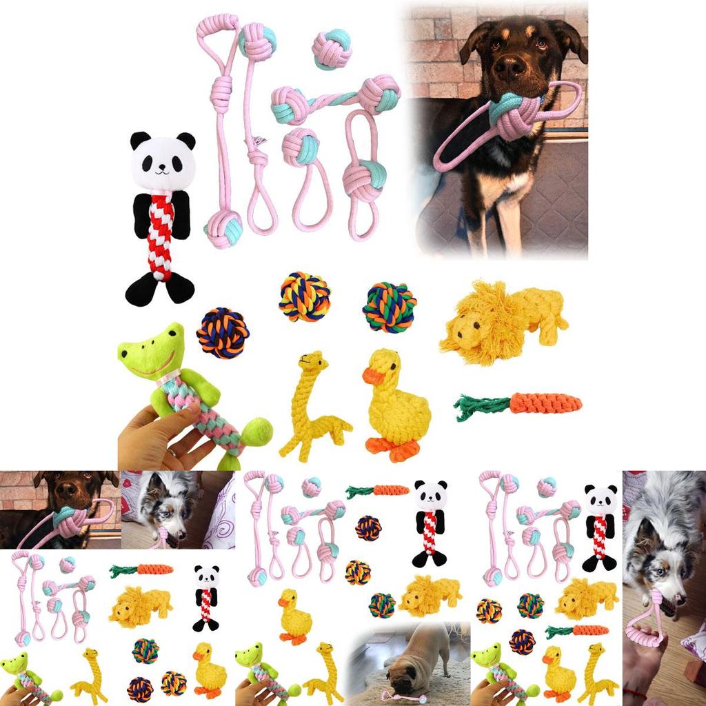 Kit de 6x Brinquedos de Corda para Cães Resistentes e Duráveis Nó de Mastigar Bola Pet Filhote Urso Brinquedo de Algodão Atacado
