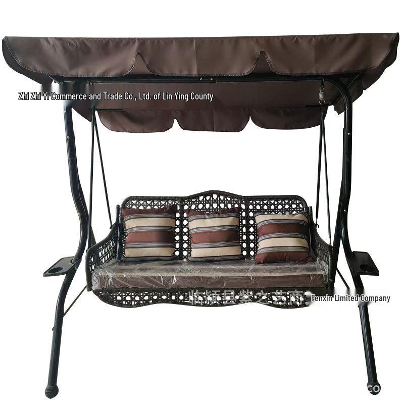 Wrought Iron Hanging Chair: Double Swing for Kids and Adults, Indoor & Outdoor Use, Ideal for Balcony or Courtyard.