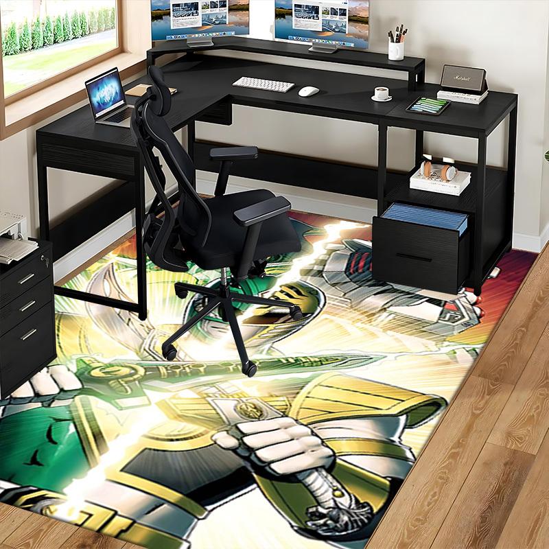 1pc Power Rangers Green Ranger Anime Cartoon Design Office Chair Mat Non-Slip Carpet for Home Decor, Suitable for Office, Living Room, Bedroom, Game R