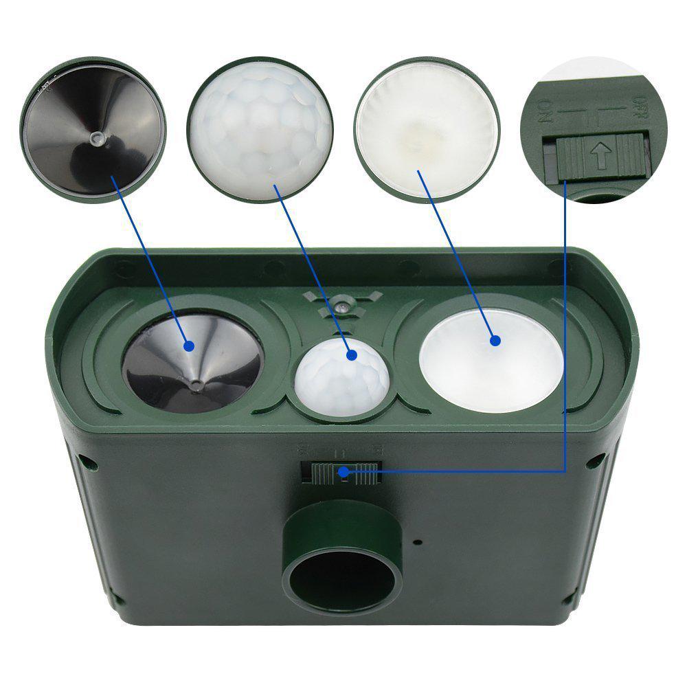Solar-Powered Pest Repeller with Flashing Light for Cats, Dogs, and Birds