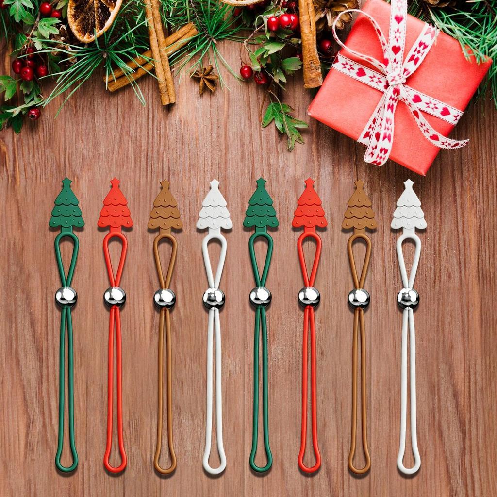 8pcs Christmas Tree Ornament Hooks Silicone Non-Slip Ties Reusable Decoration Hangers Multi-purpose Data Cable Organizer