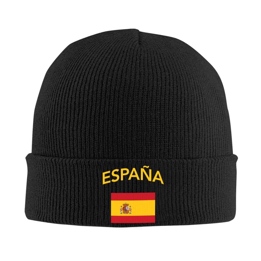 España Flag Knitted Hat For Men Women Knit Hats Winter Beanies Skull Cap Unisex Black Soft Warm Winter Hat Print Beanie Hat