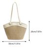 Women Straw Woven Tote Bag Fashion Woven Handbag Large Capacity Handwoven Shoulder Bag Patchwork Vintage for Outdoor Travel