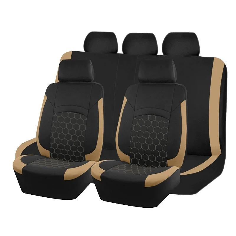 5 Seats Football Embroidery Car Seat Covers Polyester Fabric Honeycomb Seat Covers Universal Fit Most Car Suv Truck