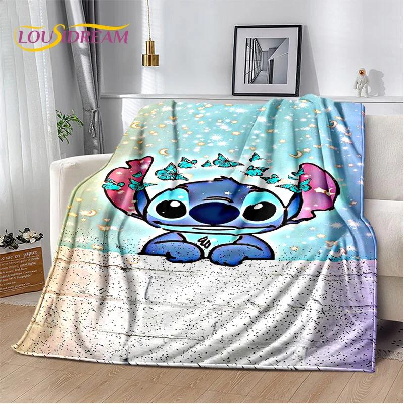 Coperta morbida in flanella con Stitch mostro cartone animato, Coperta da lancio Coperta comoda per picnic Letti Divano Casa Camera da letto Regalo Bambino