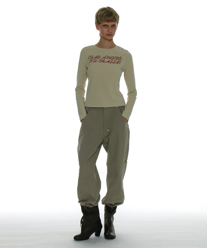 PARTIMENTO WOMEN 93 Studded Printed Long Sleeve Tee_Cream