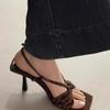 Ladies' Summer Cool Slippers, Versatile Bow Tie, Straight Strap, High-heeled Sandals, Slim Heel, Stylish Square Toe, Leopard Print