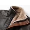 Cappotto da uomo a tinta unita retrò a contrasto di colore velluto ispessito giacca lunga in pelle PU cappotto invecchiato