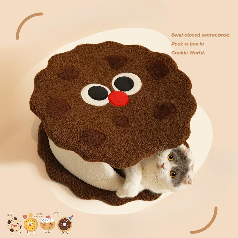 New Sandwich Biscuit Cat Nest Autumn and Winter Cold Protection Cat Sleeping Closed Cat House Cat Bed Pet Nest Kennel Supplies