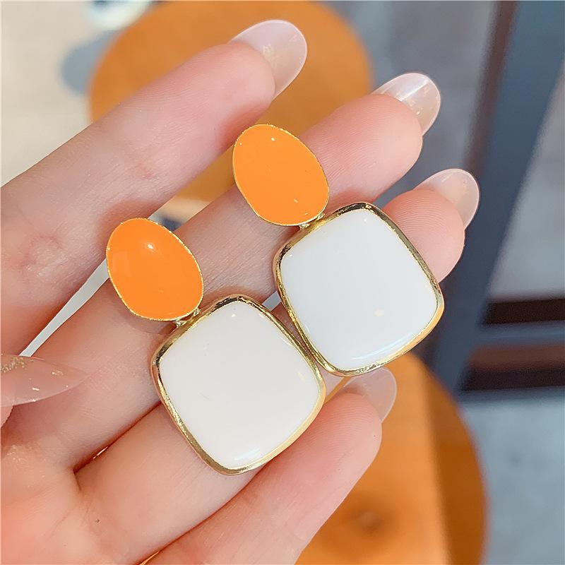 

Pinkdudu Geometric Square Zinc Alloy Stud Earrings Korean Fashion Green Simple Casual Cute Earring jewelry Gift PD2221 M белый