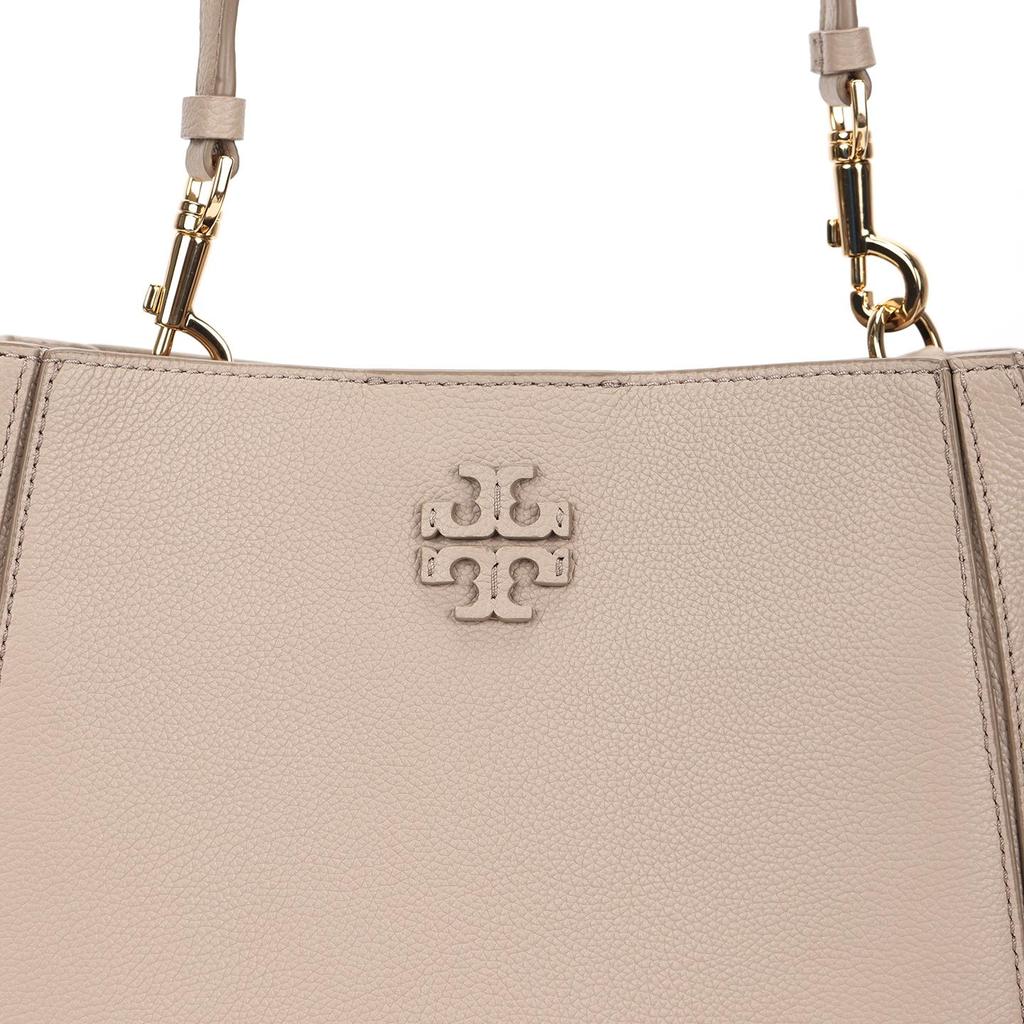 Tory Burch Mcgraw Logo Magnetic Snap Bucket Bag Women Bags Clay-Gray 158499-200