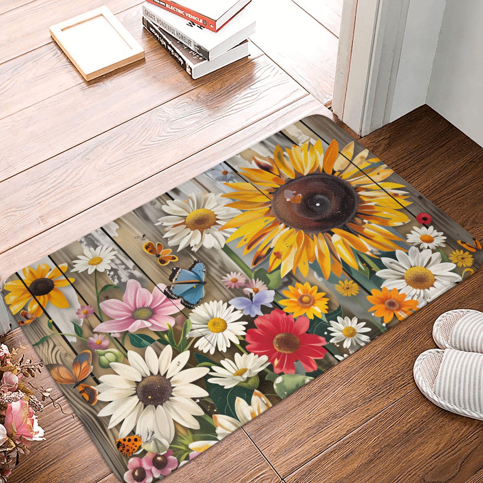 

Beautiful Vintage Flowers Print Front Door Floor Entrance Mats Outdoor Bathroom Kitchen Doormat Bedroom Carpet Rug 40cmx60cm