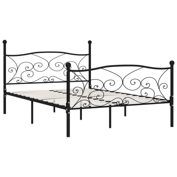 VidaXL Bed Frame and Slat Base Black Metal 120 X 200 Cm