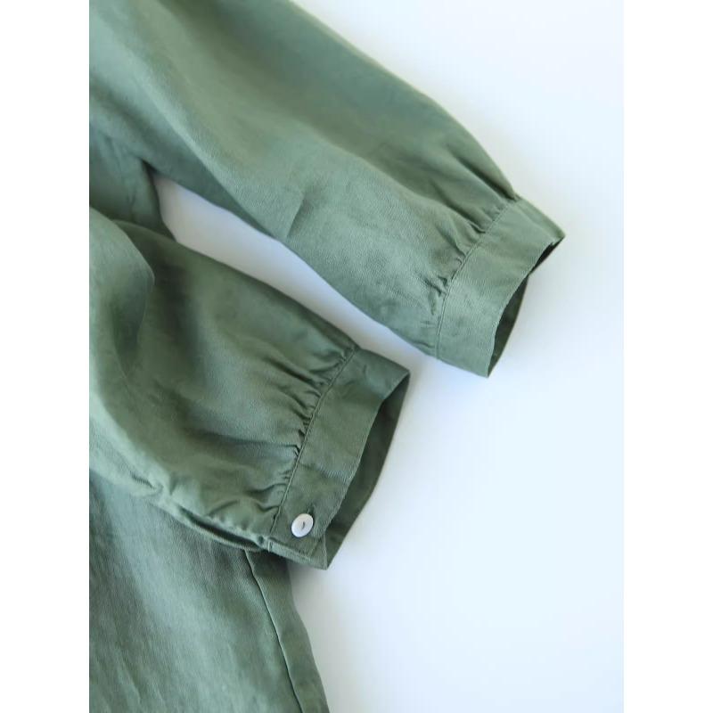 A Stand up Collar Long Shirt Dress