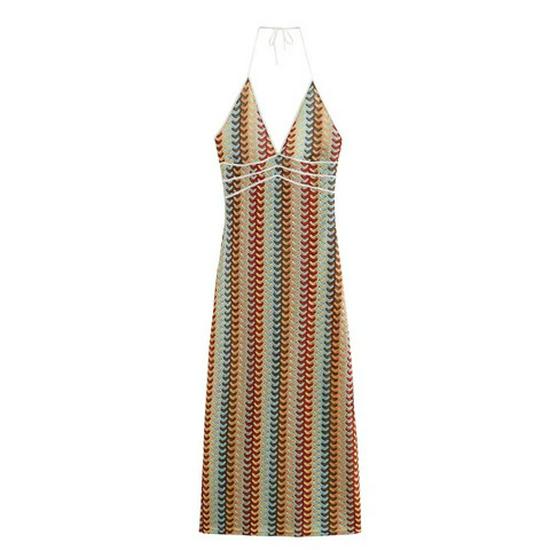 Elegant 2026 Women s Sleeveless Deep V Halter Strap Long Dress Medium