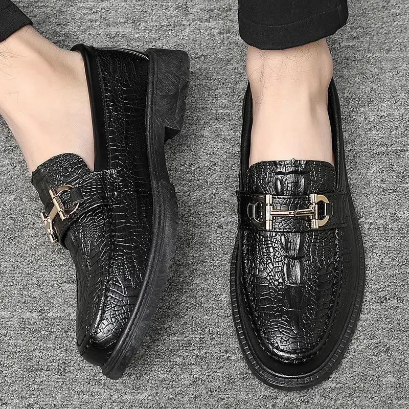 Thick Sole Loafers Leather Shoes for Men Platform Round Toe Man Casual Shoe In Promotion On Sale Comfortable Classic Original Pu
