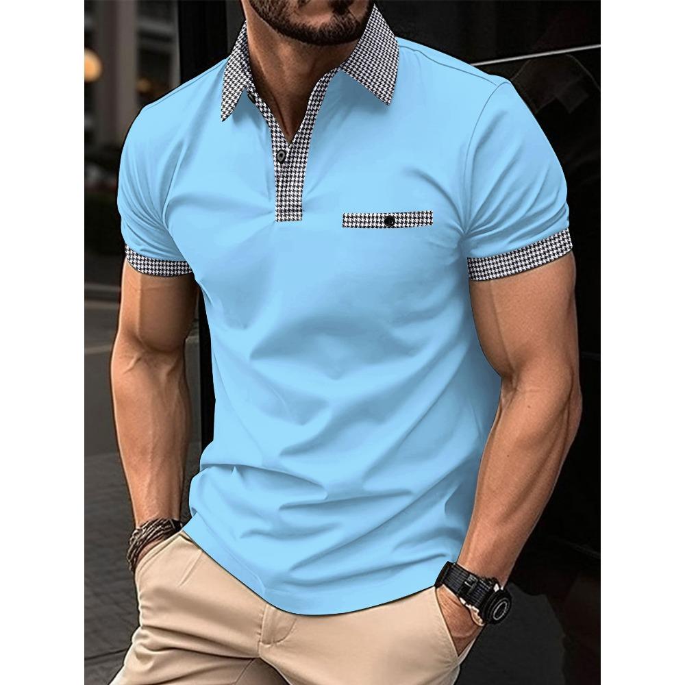 Summer Men's Short Sleeved Color Blocked Sports Polo Shirt