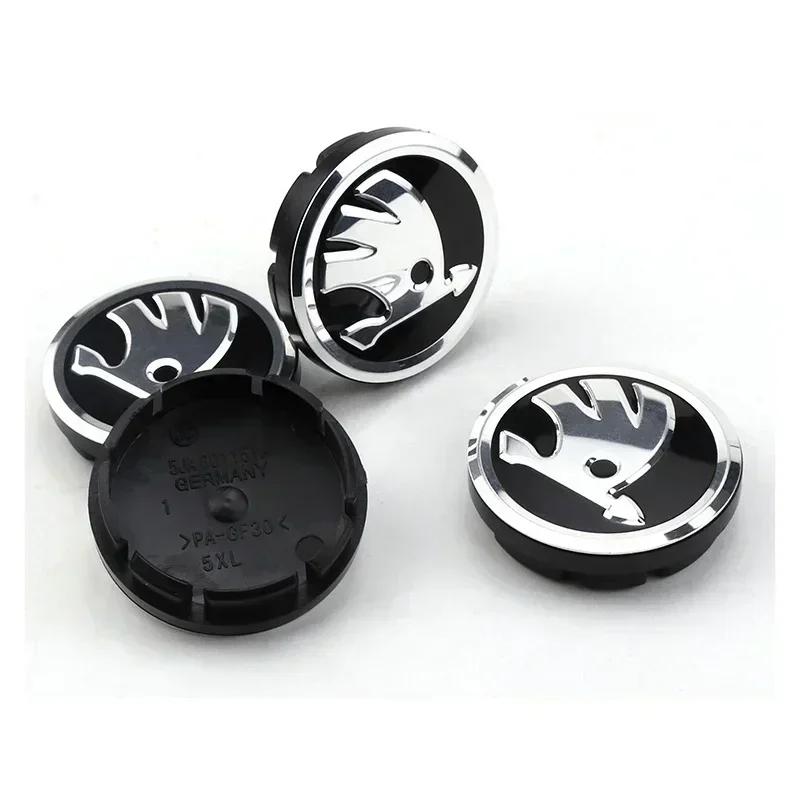 ABCDGF1 56/60/65mm 4pcs Car Styling Wheel Center Cover Caps for SKODA Octavia A7 Fabia Rapid Kodiaq RS Superb Kamiq Tour Yeti Karoq Logo