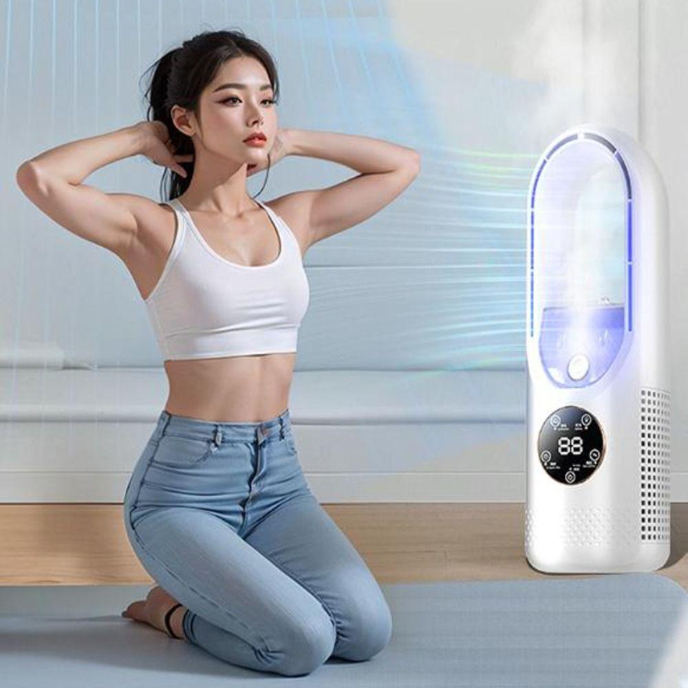 6 Speed Silent Spray Fan Bladeless Mini Air Cooler Mist Electric Fan  Fishing Camping