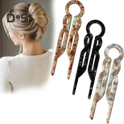 3Pcs Acetate U-shaped Hair Fork Lightweight Anti-slip Long Thick Hair Stick Updo Bun French Hair Pin Women Girls Hair Accessories