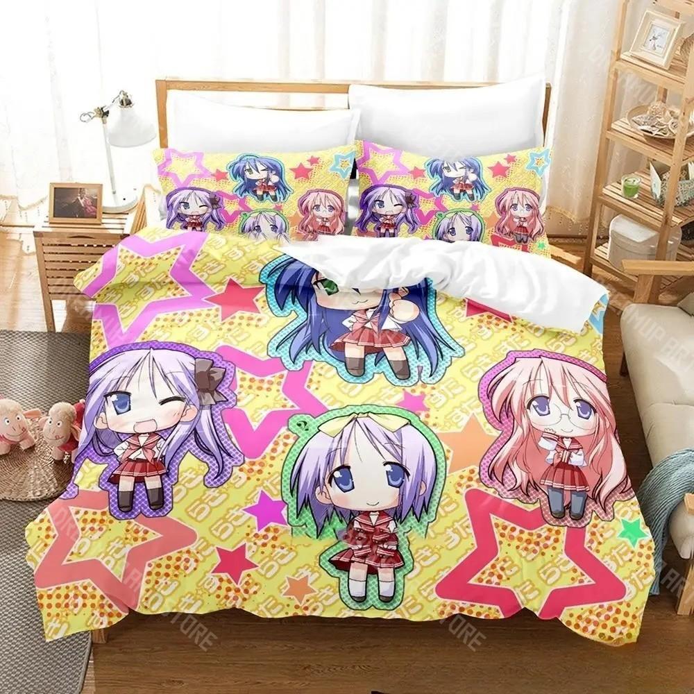 3D Printed Lucky Star Konata Izumi Bedding Set for Boys Girls Duvet Cover Pillowcase Twin Queen King Full Single Double Sizes