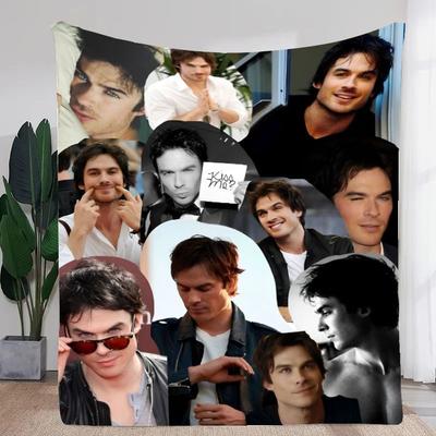 Ian Somerhalder Collage Blanket - Multi-Image Soft Flannel Throw Featuring Iconic Poses and Styles - Cozy Home Decor, Perfect Fo