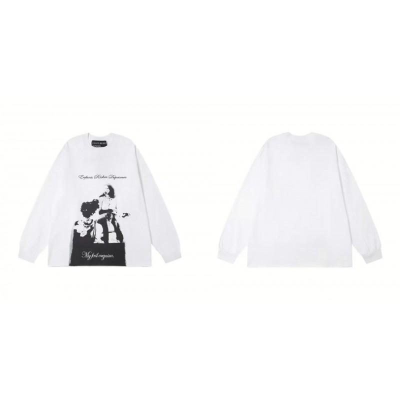 Washed Vintage Distressed Cotton Long Sleeve Tee Oversized Streetwear Style Men Casual Daily Wear