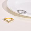 Women's Gold V-Shape Cubic Zirconia Stainless Steel Ring R-665