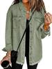 Women's Oversized Distressed Denim Jacket - Casual Long Sleeve Shirt for Spring 2025