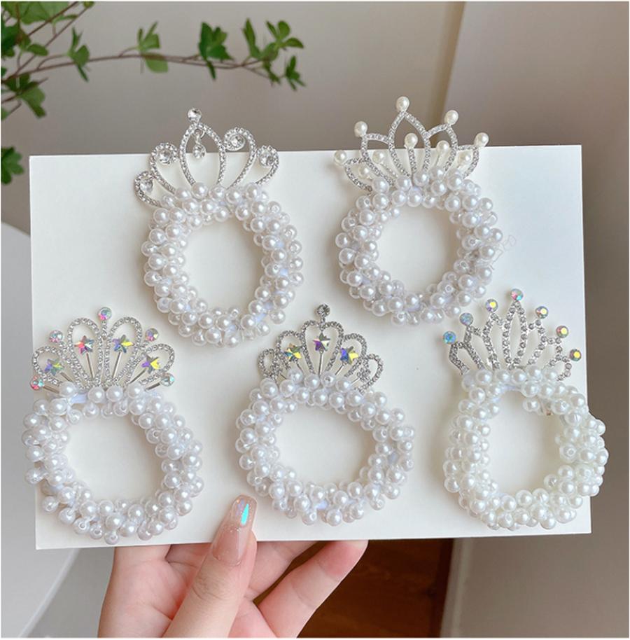 Kristall Kinder Stirnband Kopfschmuck Prinzessin Perle Haarnadel Krone Blumenmädchen Haargummi Haarreif Haaraccessoires