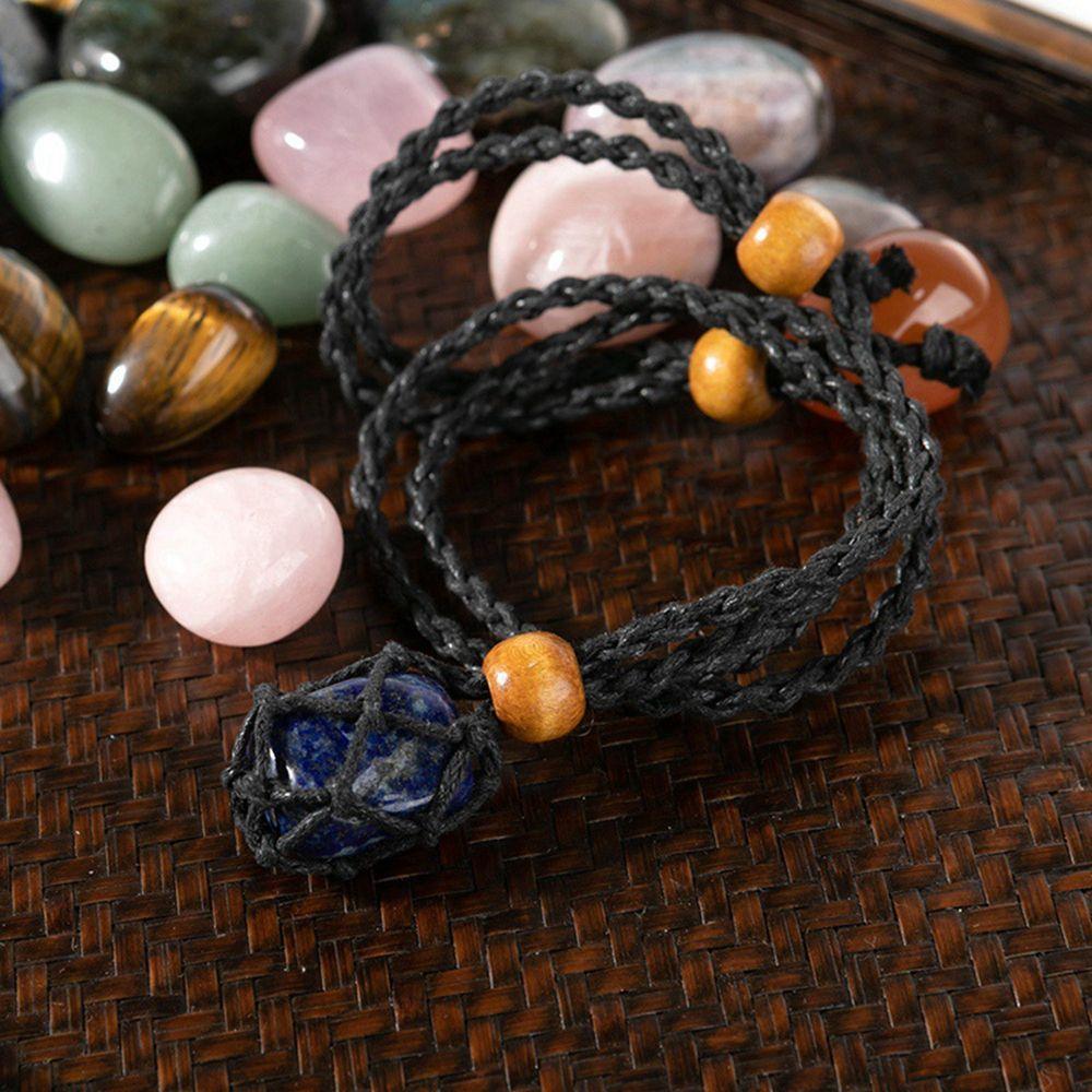 DIY Hand-knitted Braided Necklace Cord Empty Stone Holder Necklace Cord Crystal Necklace Holder