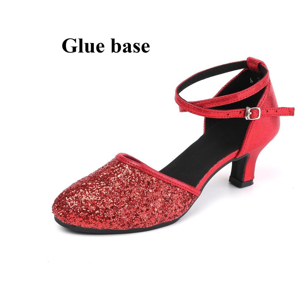 Women's Adult Dancing Shoes Medium Heeled Spring and Summer High Heeled Non-Wearable Comfortable Cotillion Shoes