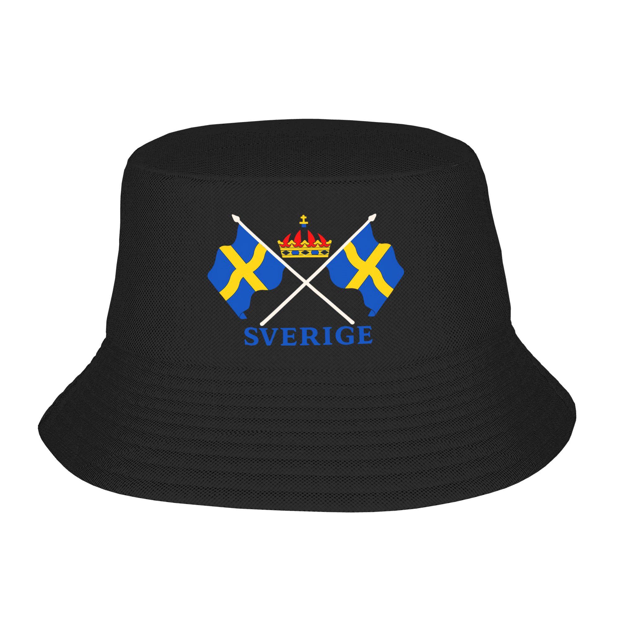 

Custom Sevrige Sweden Flag Bucket Hat for Women Unisex Print Summer Beach Sun Camping Cap One Size
