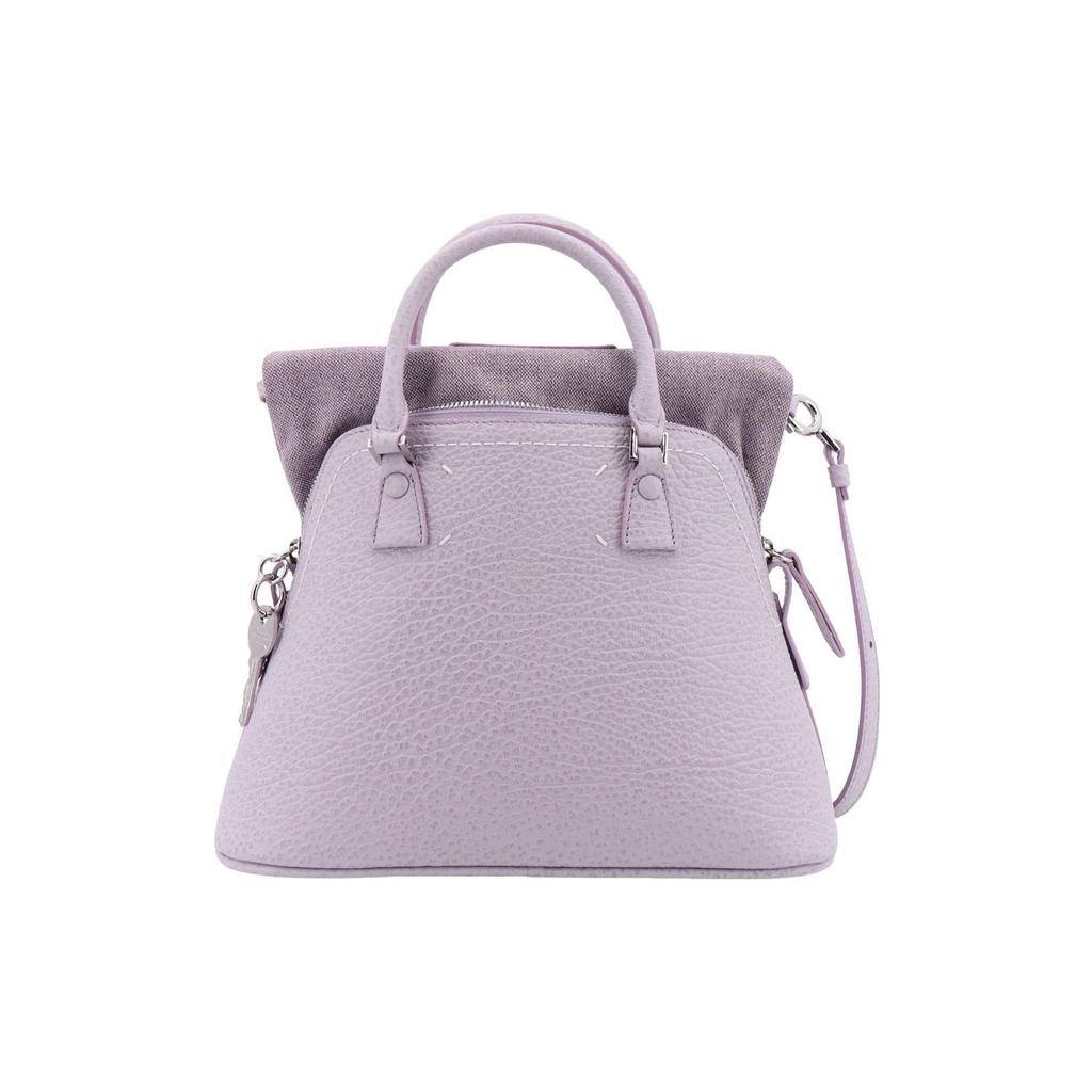 Maison Margiela 5AC Logo Number Patch Metal Zipper Closure Leather Handbag Women Handbags Purple S56WG0082P4455T5166