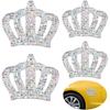 4 Pieces Crystal Crown Car Stickers(2.36x1.96 Inches) Bling Rhinestone Decals Princess Crown Self-Adhesive Bling Car Window Stickers for Window