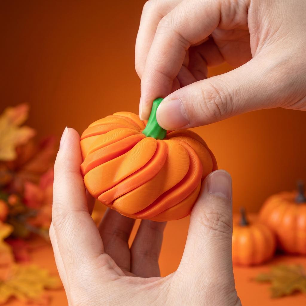3D Printed Pumpkin Twist Puzzle Toy Stress Relief Fidget Spinner Desk Toy for Adults and Kids Durable Plastic Construction