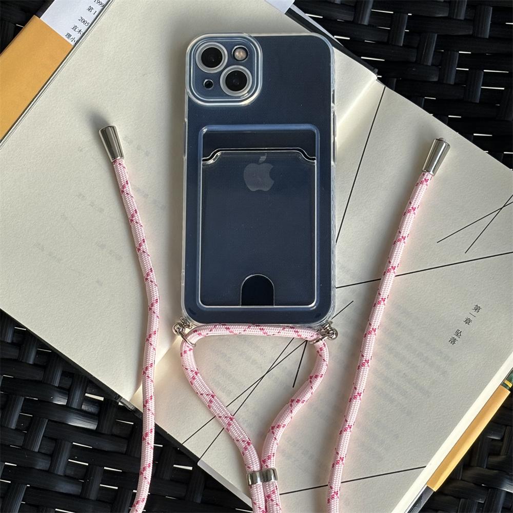 

Crossbody Necklace Lanyard Strap Case For Oppo Reno 11F 11 10 Pro 5g Cord Soft Transparent Card Slots Holder Phone Cover Funda For Reno 11 5g&Case & Strap