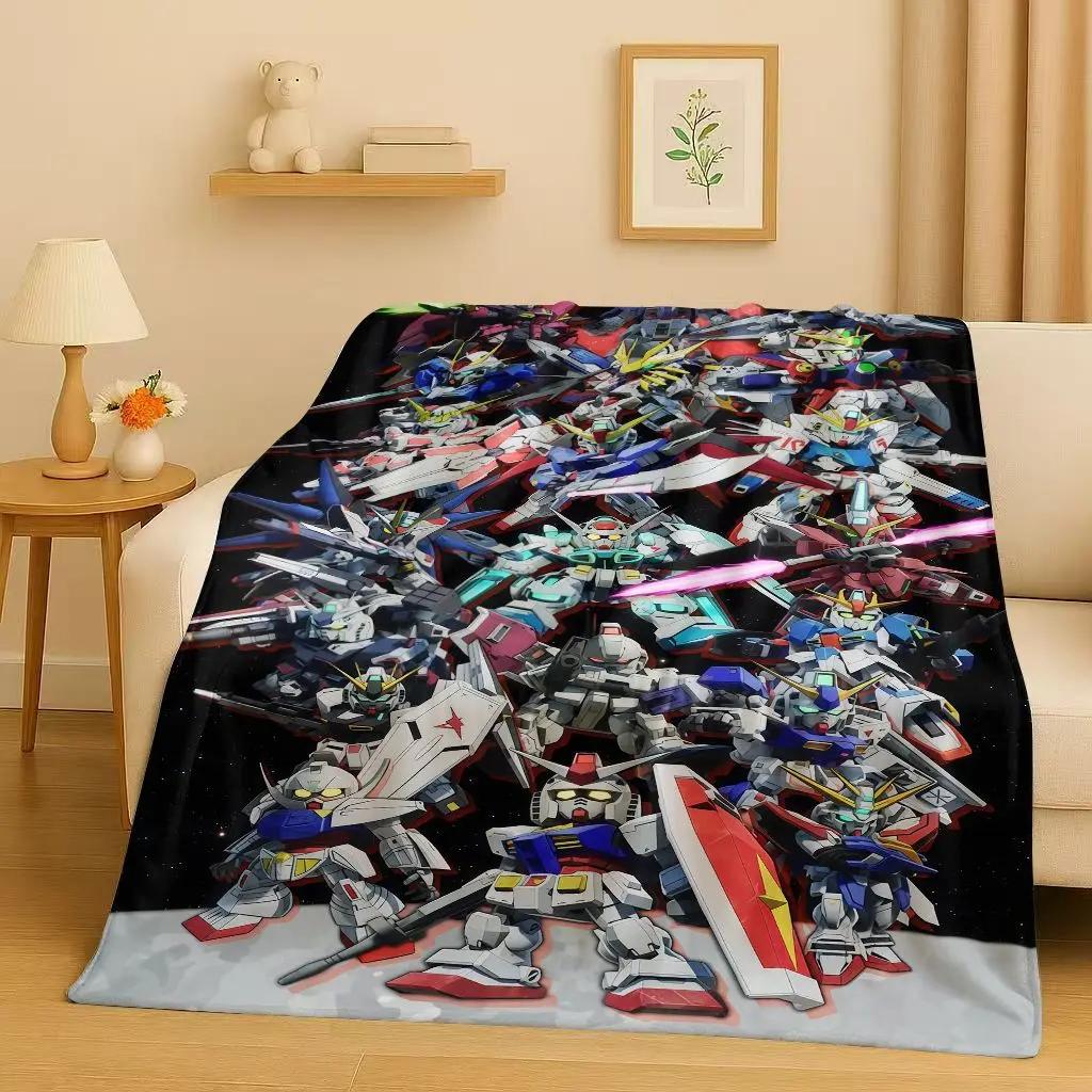 3D Gundam Cartoon Robot Christmas Gift Flannel Blanket,Ultra Soft Warm Plush Throw for Home Bedroom Bed Sofa Cover Office