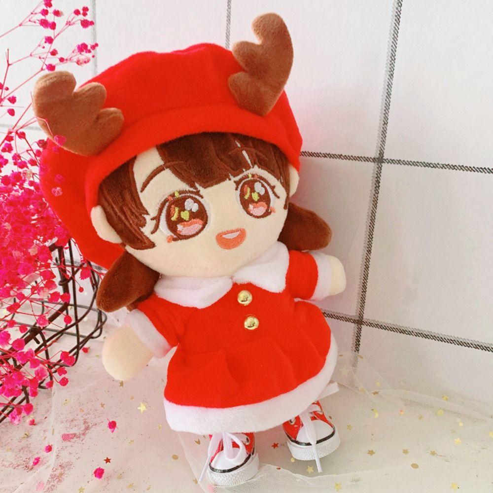 Plush Stuffed Santa Claus Cotton Doll Dress Reindeer 20CM Doll Plush Toys Clothing  Girls