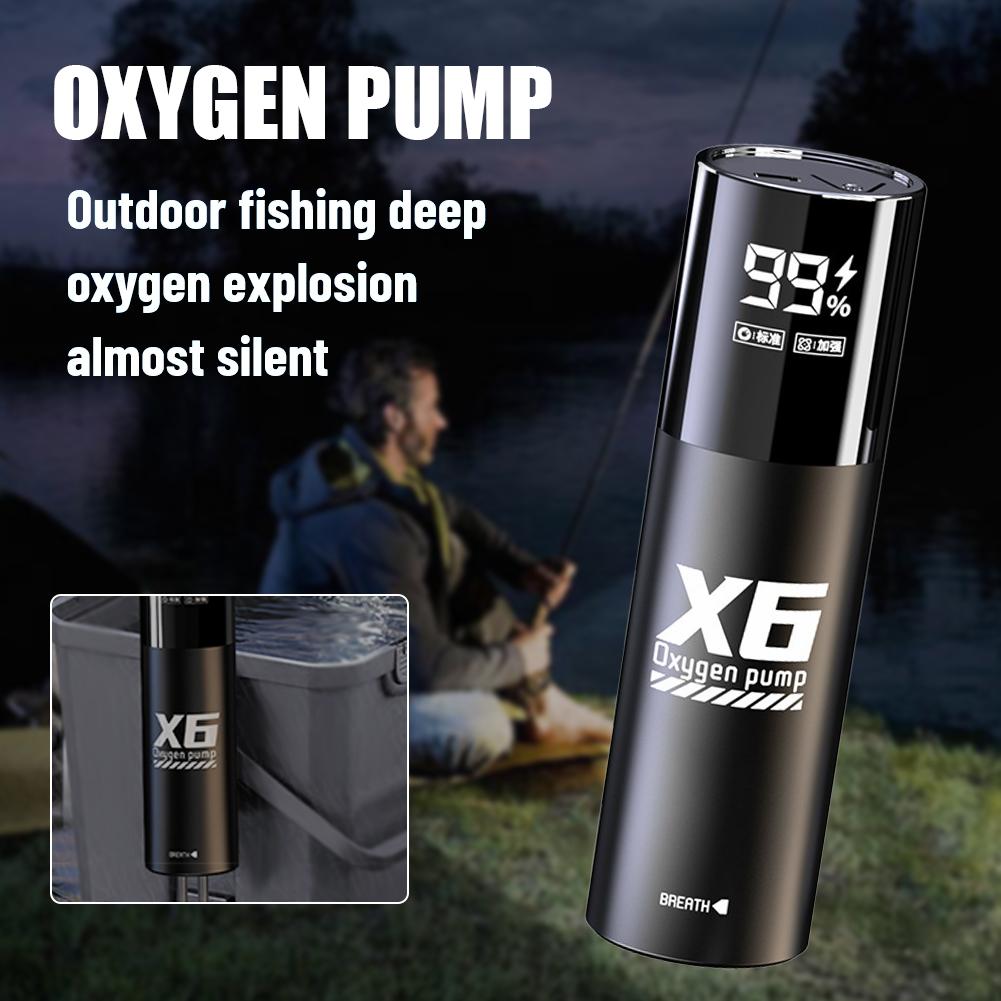 Pompe à oxygène portable pour la pêche, conception à double moteur, pompe à air à oxygène pour aquarium, aérateur portable avec 48h d'autonomie pour la pêche de nuit