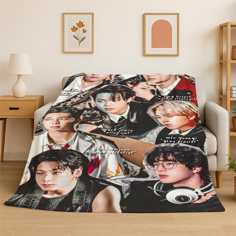 Famous B-BTS KPOP Star Soft Flannel Throw Blanket,Warm Cozy Blanket for Bed,Couch,Sofa,Bedroom,Living Room,Travel,Camping Gift