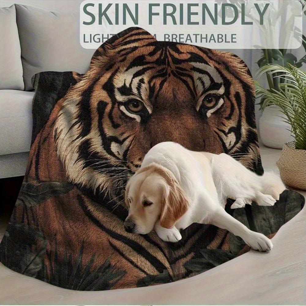 Extragroße Tiger & Dschungel Wildtierdecke - 60"x80""" (152x203cm) Superweiche Flanell-Kuscheldecke für alle Jahreszeiten, lebendiges Tigergesicht