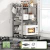 Adjustable Pull-out Microwave Oven Rack – Multi-functional Stainless Steel Shelf for Kitchen Countertop Cookware Storage