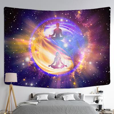 Indyjski posąg Buddy gobelin ścienny wiszący mandala psychodeliczny joga mężczyźni kobiety medytacja dywan boho tło dekoracyjne tkanina