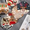 A Charming 6-piece Set of Wooden Christmas Coasters, Suitable for Round Design, Heat-resistant and Anti-slip - Ideal for Home De