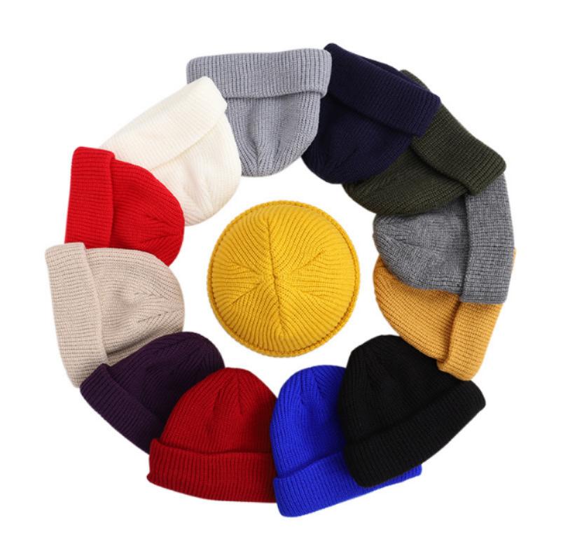 Unisex Winter Beanies for Men Women Hats Hip Hop Cap Street Knitted Casual Solid Pumpkin Portable Melon Casual Cap