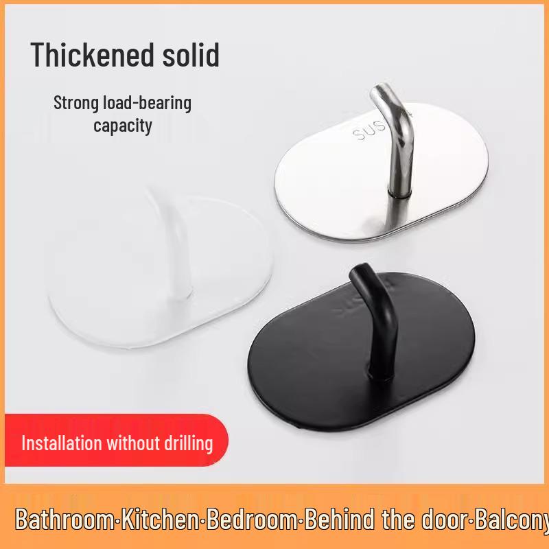 Strong Adhesive No-Drill 304 Stainless Steel Mini Hooks for Kitchen & Bathroom