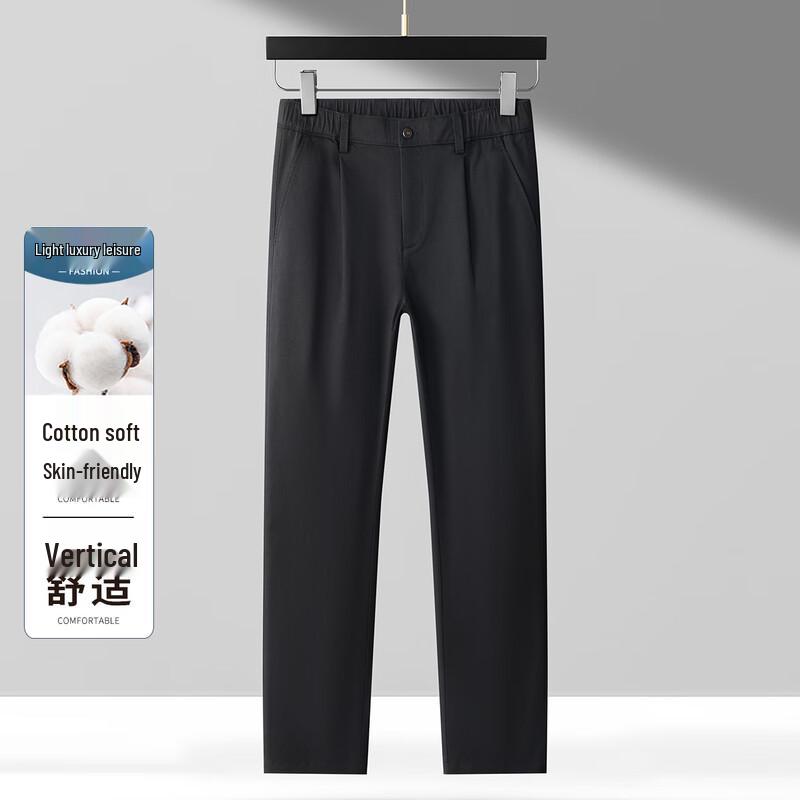 

JOW Men s Thick Cotton Easy-Care Straight-Leg Business Casual Trousers L