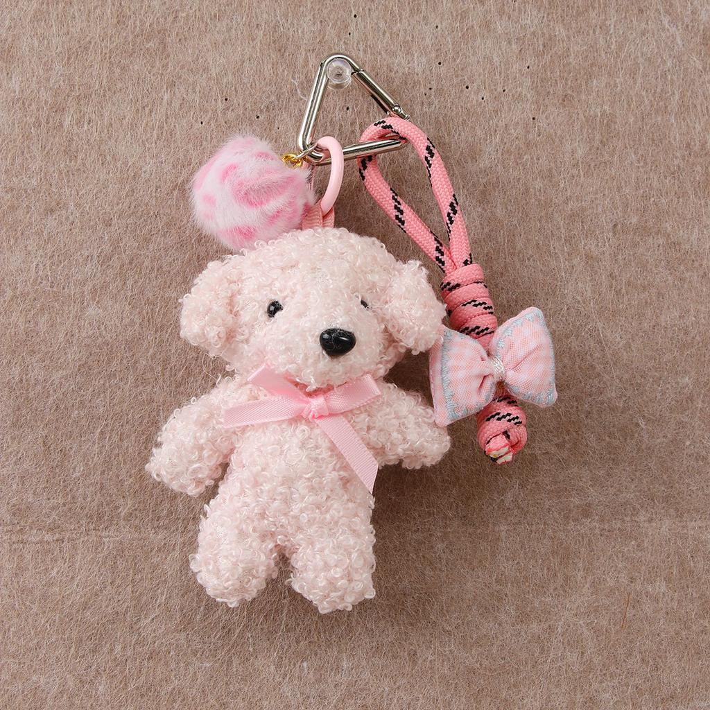 Cartoon Cute Girl Plush Bow Puppy Doll Pendant Bow Teddy Puppy Bag Pendant Keychain
