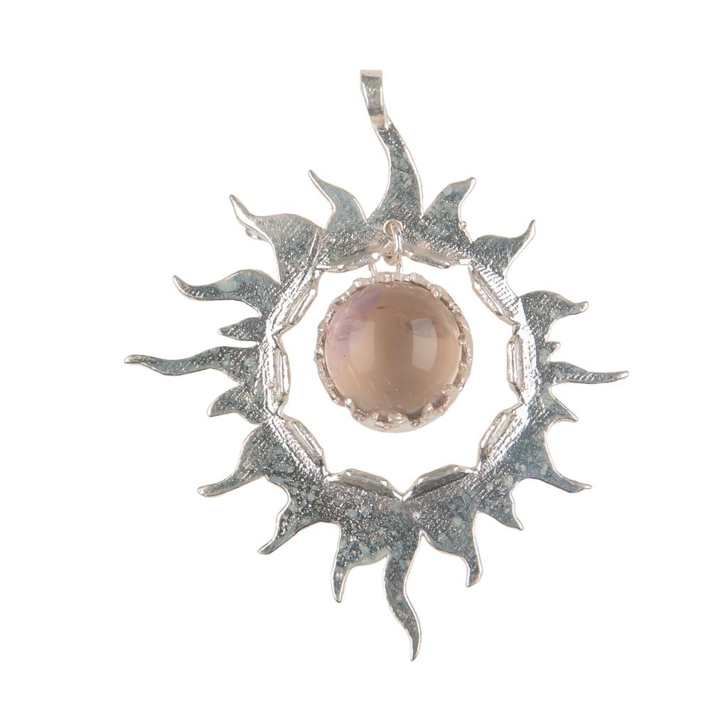 925 Solid Silver Multi Gemstone Sun Health Benefits Unisex Jewelry Pendant 1.76" CP-18